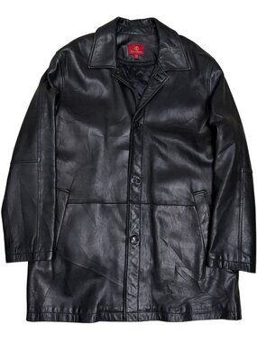 Cole Haan LAMBSKIN Leather Coat Lined Poly Fill Luxury Designer Jacket Womens L